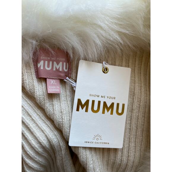 Show Me Your Mumu Lombardi Long Cardi Snowy White Faux Fur Size XL - Picture 3 of 4